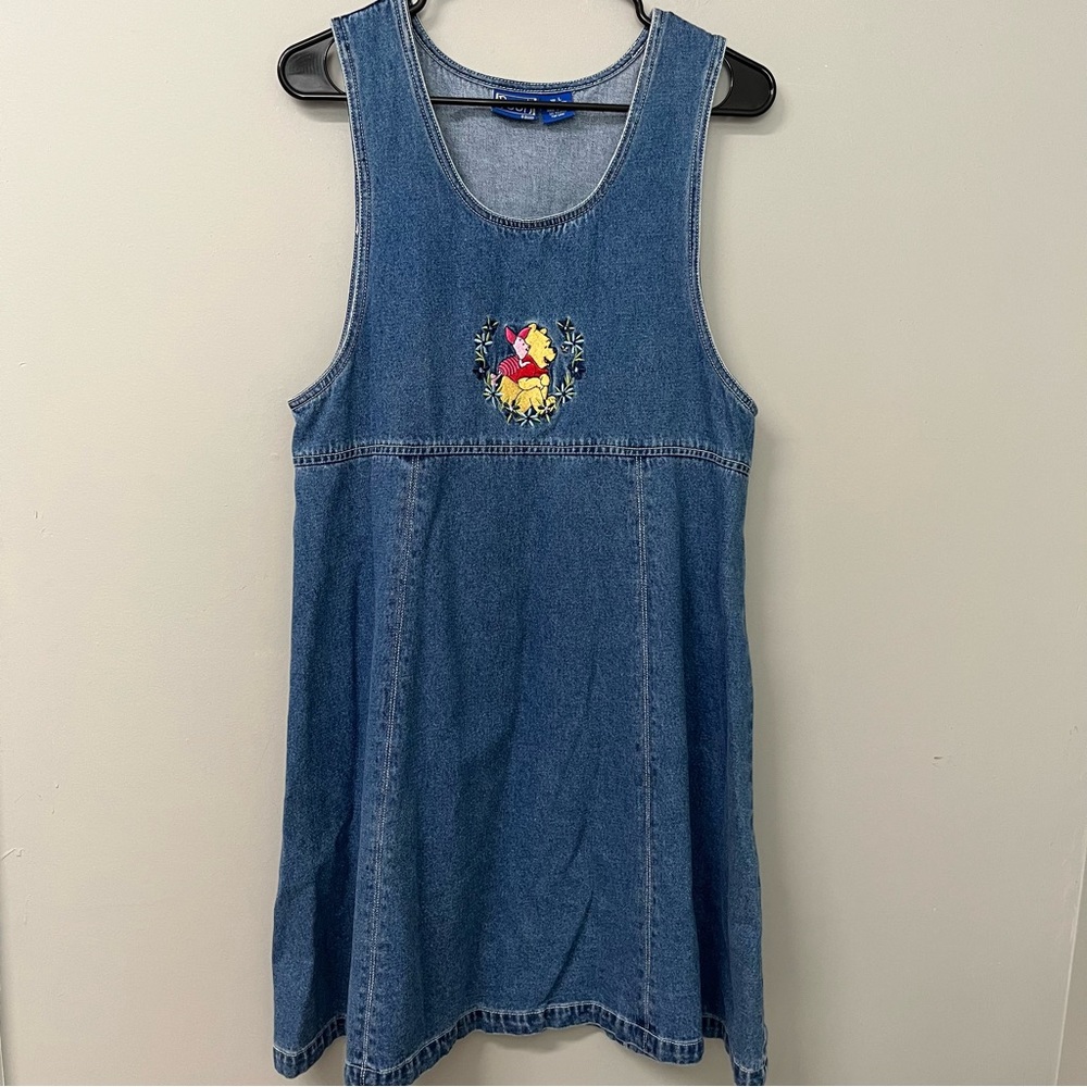 Vintage Winnie The Pooh Denim Jumper Dress Size Large
